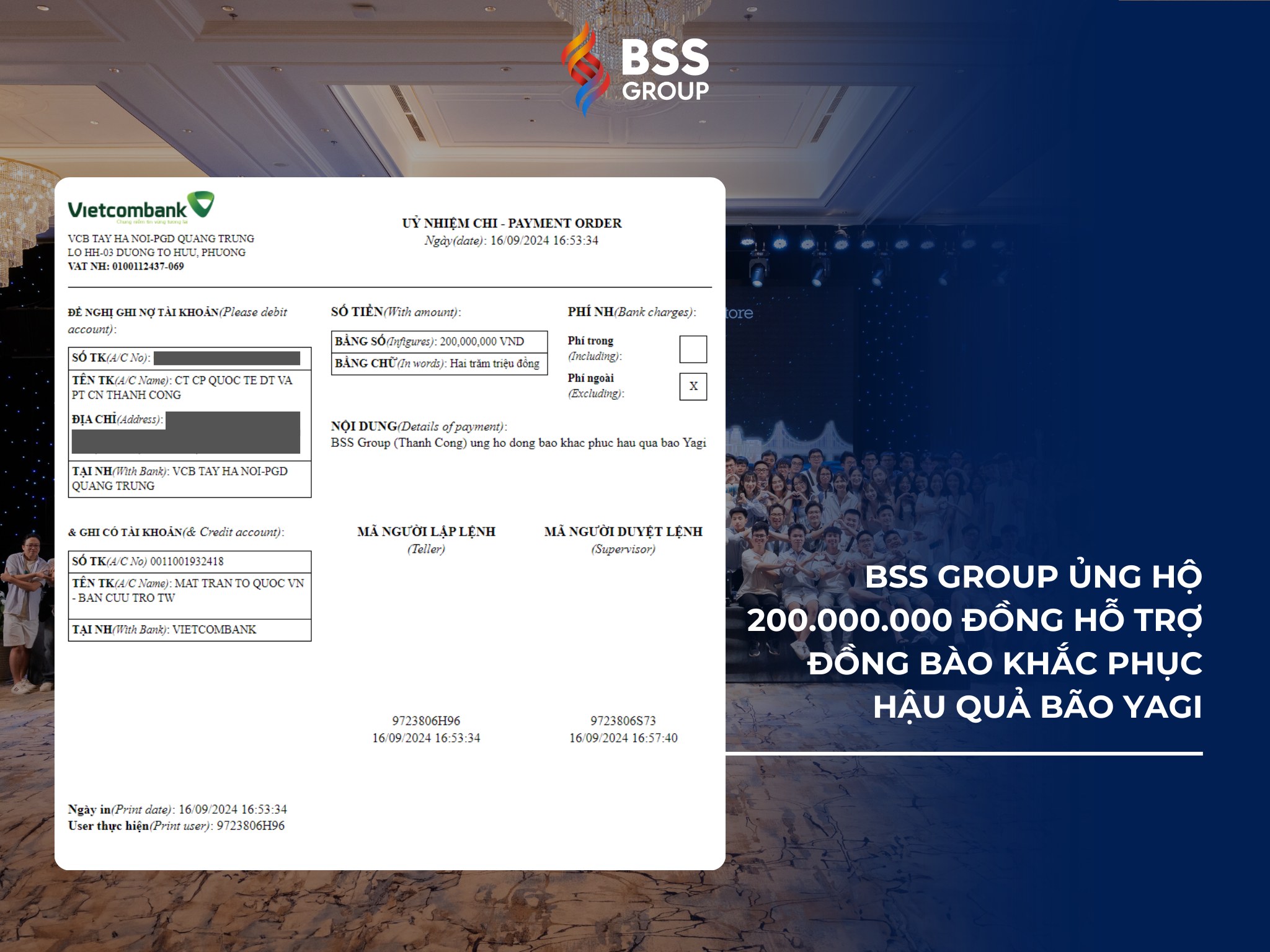 BSS Group Hướng Về đồng bào Vùng Bão, Lũ